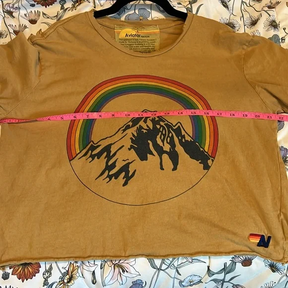 Aviator Nation Gold Rainbow Graphic Boyfriend Tee - Picture 5 of 6